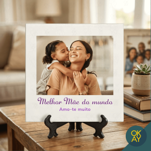 Azulejo Dia da Mãe Foto Personalizada 15x15cm